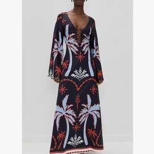 Tropical Print Maxi Swim Cover-Up